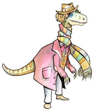 Illustration for article titled The eleven Doctors, drawn as dinosaurs